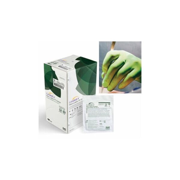 GAMMEX Non-Latex PI Green Polyisoprene Surgical Gloves, 50 pairs/box: Size