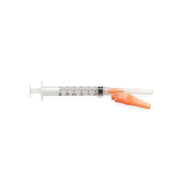 NEEDLE W/SYRINGE HYPO SAFETY 3ML 25GX1IN 100/BX