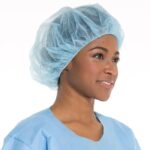 VASTMED 100 PCS Disposable Bouffant Caps, 21â€ - 35gsm Blue 100pcs/bag