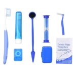 VASTMED Portable Orthodontic Toothbrush Kit for Orthodontic Patient Orthodontic Care Kit for Braces Interdental Brush Dental Wax Dental Floss Toothbrush Box Oral Care Kit Dental Travel Kit-DANTEL 01-Blue-case