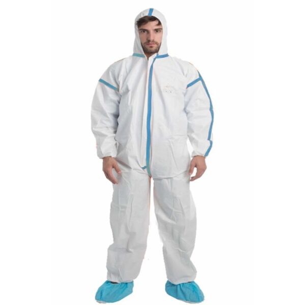 VASTMED White Hazmat Coverall Suit B, Protective Chemical Plastic Coverall Suit 1pc