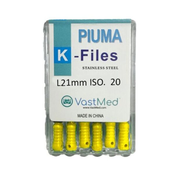 PIUMA K-File Stainless steel, Flex,?color coded. Multiple sizes-#20/Size 21mm