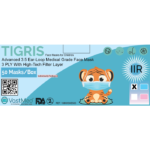 TIGRIS CUBS Face Masks for Children, Ear-Loop 3 PLY Medical Grade Level 2-Blue-Case
