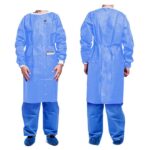 Lab Coat Gown SMS Multiple layers 50g Disposable Blue Below Knee length 50pcs/case VASTMED-M