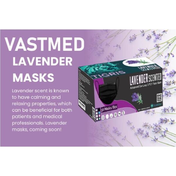 TIGRIS LAVENDERÂ SCENTED MASK Individually Packaged  4.0g 3PLY LEVEL 3 Medical Grades by VASTMED - BLACK-Case