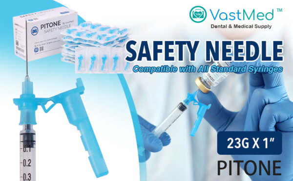 Pitone Safety Needle Sterile multiple sizes HYPODERMIC NEEDLES 100pcs/ BX by Vastmed (SYRINGE NOT INCLUDED) - Image 10