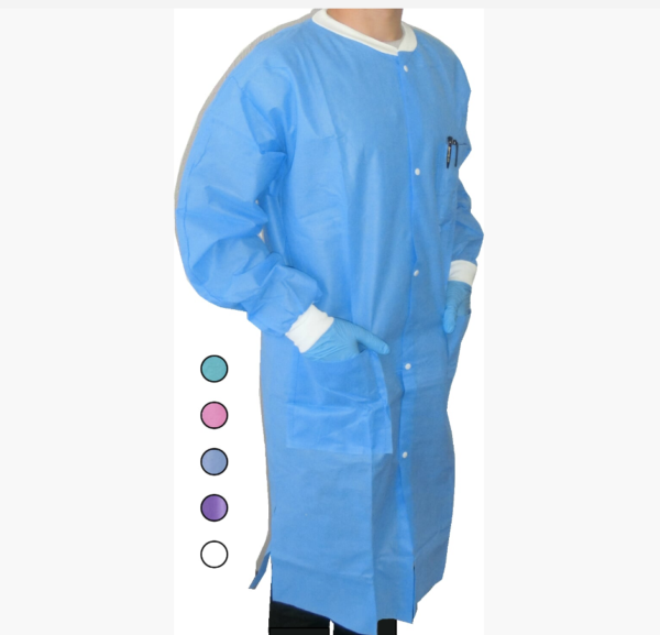 Lab Coat Gown SMS Multiple layers 50g Disposable Blue Below Knee