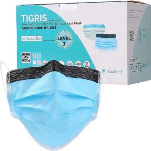 Tigris Antifog Foam Blue Face Mask by VASTMED | 3Ply Level-3 Mask Breathable Individually Packed Indoor & Outdoor Use