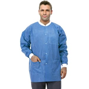 VASTMED Dental Disposable Lab jackets | Durable SMS Soft Knit Cuffs & Collar with 3 Pockets | Medical Lab Jacket