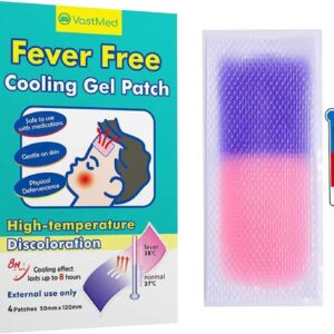 VASTMED 4PCs Cooling Gel Fever Reducing Patch Fever Cooling Patches for Kids & Adults, Cooling Gel Sheets for Babies | Fever Strips for Forehead