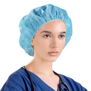 Disposable Bouffant Caps Hair Net by Vastmed | Non-Woven Elastic Head Cover Polypropylene Cap | Head Cover for Sleeping Food Service Spa Kitchen | Size 21" - 35GSM