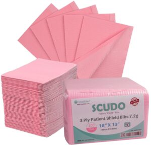 Dental Grade Scudo 7.2g 3Ply Dental Bibs by VASTMED | Soft & Waterproof Disposable Bib Sheet for Patients 13" x 18" | Dentist Tray Cover and Nail Table Cover Supplies