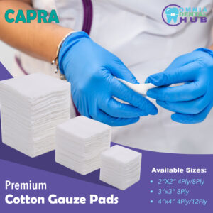Capra Cotton Gauze Pads by VASTMED | Disposable and Individually Wrapped Medical Gauze Pads | Sterile Medical Wound Dressing Sponges for Cleaning