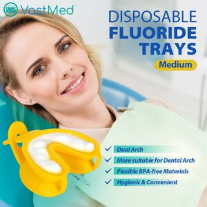 Disposable Dental Fluoride Trays by Vastmed | Dual Arch Fluorinated Foam Tray for Gel Foam