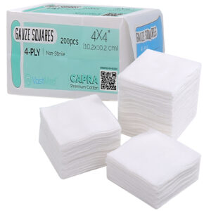 Capra Cotton Gauze Pads by VASTMED | Disposable and Individually Wrapped Medical Gauze Pads | Sterile Medical Wound Dressing Sponges for Cleaning