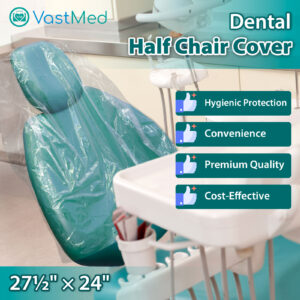 Dental Chair Covers by VASTMED | Clear Dental Chair Covers Sleeve for Covering Chair | Waterproof Plastic Cover Sleeves to Cover Back and Headrest