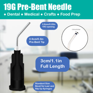 Dental Grade Pre Bent Flow Dispensing Etch Tips by VASTMED | Blunt Tip Dispensing Disposable Oral Irrigation Tips for Multi-Use