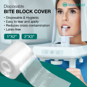 500PCs Disposable Bite Block Covers by VASTMED | Bite Block Sleeves for Panoramic X-Ray Machine | Barrier Film Bite Block Covers, Dental X-Ray Supplies - 1"X2"