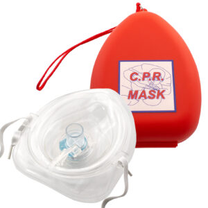 Single Valve CPR Rescue Mask in Red Hard Case by VASTMED | Pocket Resuscitator Mask for Adult & Child with Elastic Strap Air Cushioned Edge