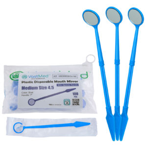 Disposable Dental Mirrors with Spatula Handle by VASTMED | Anti Fog Mouth Mirror Oral Dental Plastic Mirrors | Every Mirror Individually Wrapped for Dentist Adult