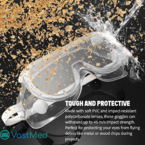 VASTMED Anti Fog Safety Goggles Protective Safety Goggle with Clear Lens | Eye Protection Goggles for Women Men