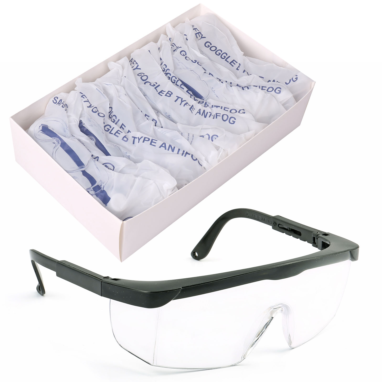 Anti Fog Safety Glasses with Adjustable Temples by Vastmed | Anti-Fog Goggles with Clear Lens Lightweight Protective Eyewear for Men Women | ANSI Z87.1 Certified Tactical Safety Goggles