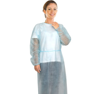 Disposable PPE Isolation Medical Gowns by Vastmed | Level 2 Polypropylene Lab Gowns | Full Back Coverage Double Tie Closure Knit Cuffs SMS 40 GSM Material Universal Size