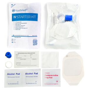 IV Starter Kit with Gauze/Chlorascrub Swab LF by VASTMED | Posi-Guard Catheter Securement Device & Transparent Window Dressing | Latex-Free Tourniquets