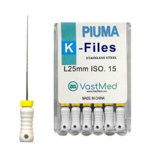Piuma Hand K-Files Stainless Steel Tips by VASTMED | Root Canal Files Dental Endodontics Instrument for Removing Root Canal Wall & Dredging Root Canal
