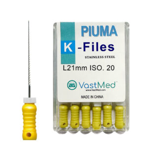 Piuma Hand K-Files Stainless Steel Tips by VASTMED | Root Canal Files Dental Endodontics Instrument for Removing Root Canal Wall & Dredging Root Canal
