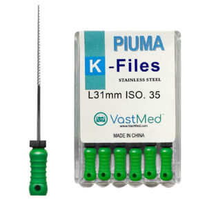 Piuma Hand K-Files Stainless Steel Tips by VASTMED | Root Canal Files Dental Endodontics Instrument for Removing Root Canal Wall & Dredging Root Canal