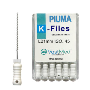 Piuma Hand K-Files Stainless Steel Tips by VASTMED | Root Canal Files Dental Endodontics Instrument for Removing Root Canal Wall & Dredging Root Canal