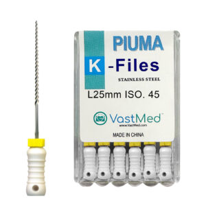 Piuma Hand K-Files Stainless Steel Tips by VASTMED | Root Canal Files Dental Endodontics Instrument for Removing Root Canal Wall & Dredging Root Canal