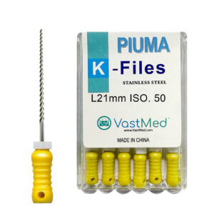 Piuma Hand K-Files Stainless Steel Tips by VASTMED | Root Canal Files Dental Endodontics Instrument for Removing Root Canal Wall & Dredging Root Canal