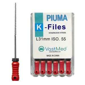 Piuma Hand K-Files Stainless Steel Tips by VASTMED | Root Canal Files Dental Endodontics Instrument for Removing Root Canal Wall & Dredging Root Canal