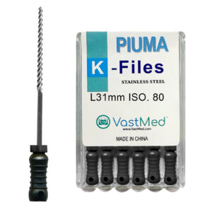 Piuma Hand K-Files Stainless Steel Tips by VASTMED | Root Canal Files Dental Endodontics Instrument for Removing Root Canal Wall & Dredging Root Canal