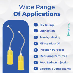 Dental Grade Pre Bent Needle Tip with Brush Padded 19g by VASTMED | Disposable Dental Pre-Bent Irrigation/Metal Infusor Delivery Needle Tips