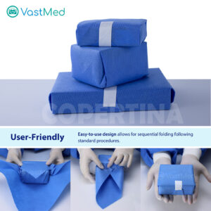 Product image Autoclave CSR Sterilization Wrap by Vastmed | SMMS Non Woven Sterilization with Steam & EO 60g Blue Non Sterile Pads Cellulose Paper Autoclave Wraps