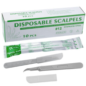 Surgical Blades with Handle by Vastmed | Stainless Steel Sterile Scalpel Blades Individually Wrapped
