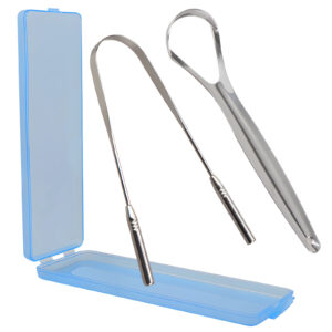 Medical Grade Tongue Scraper by Vastmed | Stainless Steel Tongue Cleaner, Metal Tongue Scraper with Travel Bag | Tongue Scrubber for Bad Breath, Boost Oral Hygiene