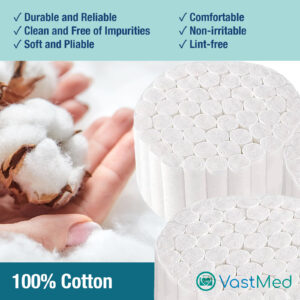 Cotton Dental Gauze Rolls by Vastmed | High Absorbent Mouth Gauze Roll for Dentists Non Sterile Cotton Roll for Nosebleeds and Oral Care for Kids and Adults